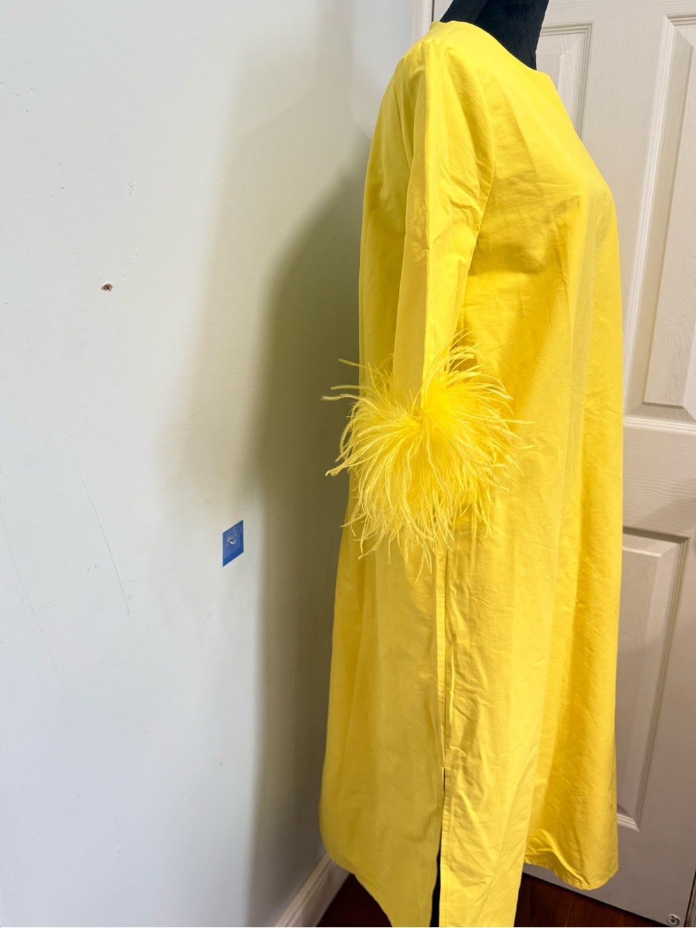 Tuckernuck Lemon Yellow Feather-Trim Midi Dress - Picture 10 of 16
